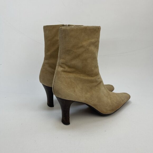 Y2K Steve Madden Tina Tan Suede Boots Women’s Size 7 Leather Upper Kitten Heels - Picture 2 of 14